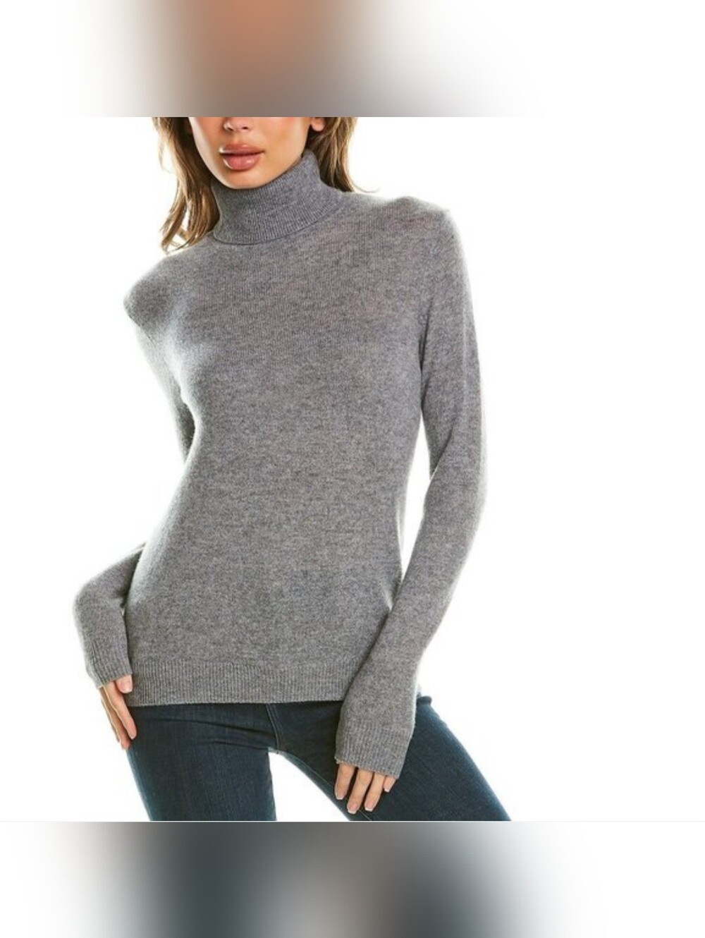 100% Cashmere Gray Turtleneck Sweater Medium NWT